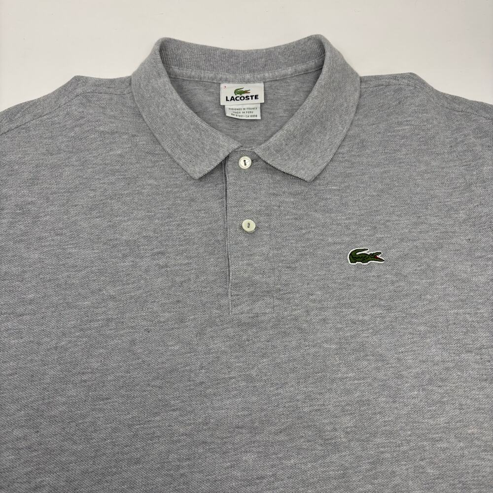 Lacoste Mens Sz7 (2XL) Gray Short Sleeve Cotton Polo Shirt